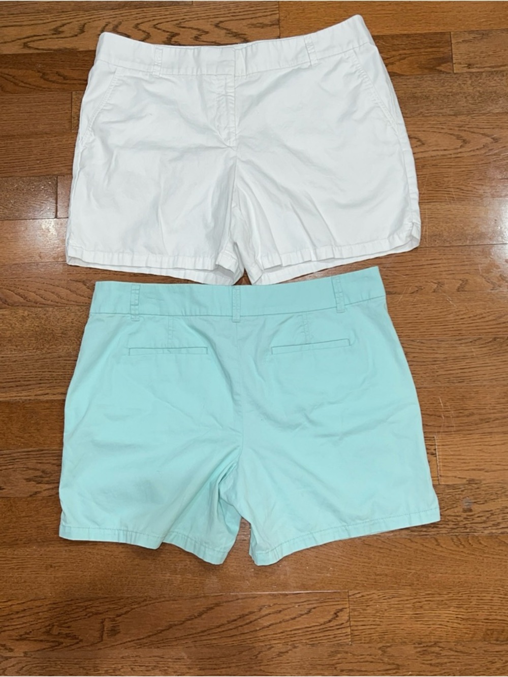 LOFT White and Mint Green Cotton Shorts Duo